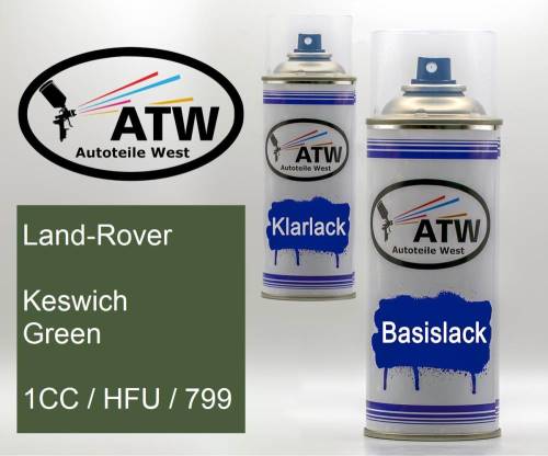 Land-Rover, Keswich Green, 1CC / HFU / 799: 400ml Sprühdose + 400ml Klarlack - Set, von ATW Autoteile West.